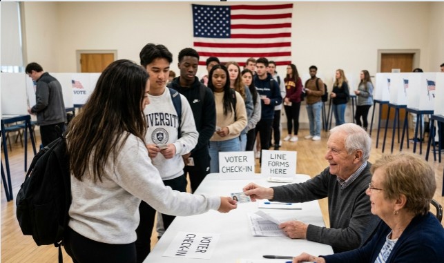 Students voting with ID