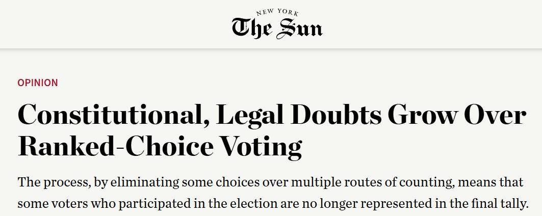 ETI Op-Ed on Ranked-Choice Voting Published in The New York Sun